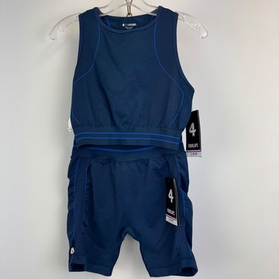 Fourlaps Breathe Seamless Bra & Aero Seamless 5'' Short Set Midnight M/L NWT