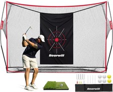 10x7ft Heavy Duty Golf Practice Nets with Mat, Target Cloth, 8 Tees, 6 Balls,...