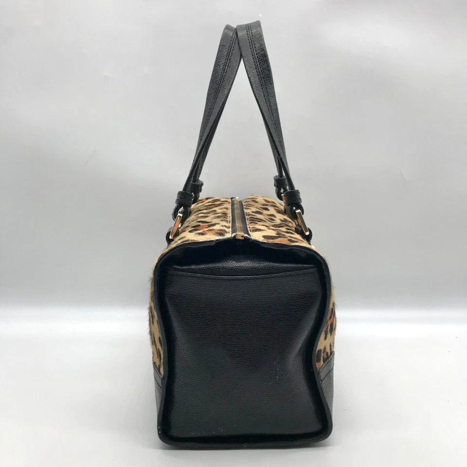 Talbots Black Leopard Print Fur Satchel Bag - Image 3 of 4