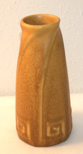 Rookwood Vase #2135 1925 Mustard Yellow Greek Key Design (chip)