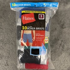 New Men's Hanes 10-Pack Tagless Boxer Briefs S Small 28-30 Multicolor Value Pack