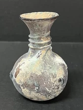 Roman Art Style Glass Bottle with Iridescent Patina- Vintage Reproduction