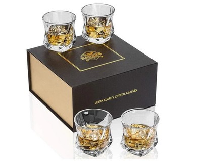 4 Whiskygläser Kristall Scotch Gläser bleifrei 210ml Steine Glas Bourbon