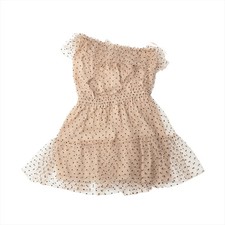 Gucci Nylon Sleeveless Dress 42 Ladies' Beige 728251 polka dot Tulle one-should