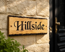 Custom Oak House Sign | Personalised Engraved Wooden House Name Address Plaque
