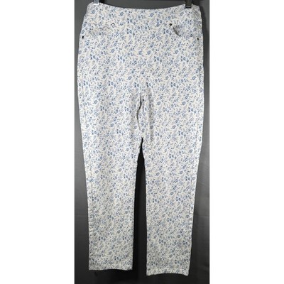 Mario Serrani Italy Comfort Stretch Cuff Capri S Light Blue Floral Pants