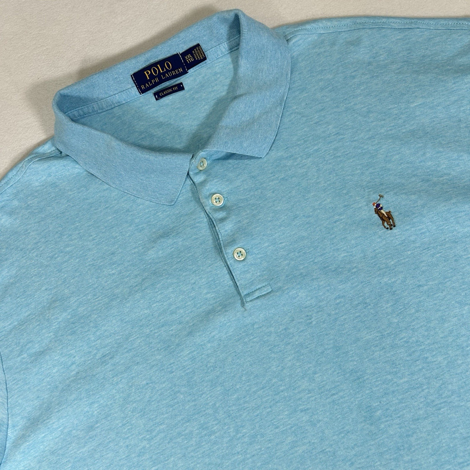 Polo Ralph Lauren Classic Fit Shirt Men's XXL Blue Short Sleeve Golf