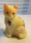 Fenton Burmese Satin Sitting Cat by Marilyn Wagner w/Flowers & Butterfly