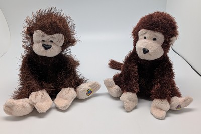 Ganz Webkinz and Lil Kinz Brown Monkey HM008 & HS008 Plush Toy NO CODE Flaw