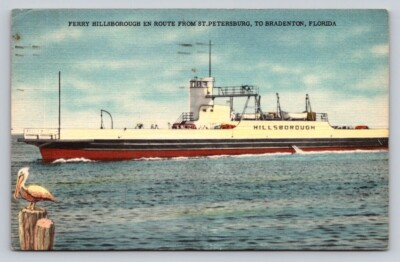 #ad Linen Ferry Hillsborough Pelican St Petersburg To Bradenton Florida P113A $5.02