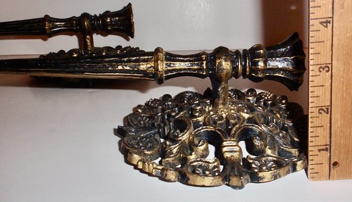Vintage Homco Wall Sconce Candle Holders Pair Gothic Black & Gold MCM 4142 1973 - Picture 11 of 11
