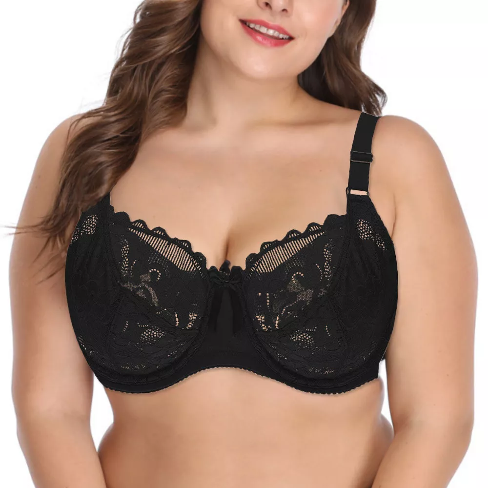 Women's Floral Sexy Lace Bras Plus Size 48 46 44 42 40 38 36 C D DD E F  Lingerie