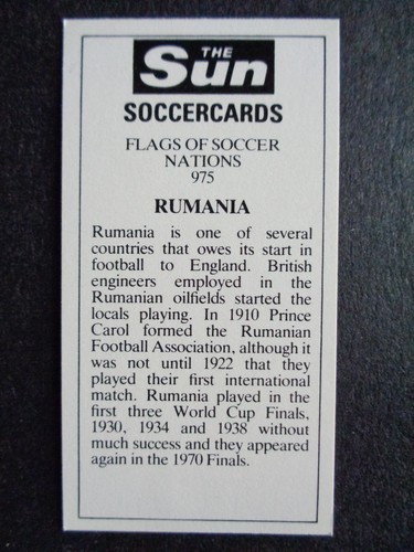 The Sun Soccercards 1978-79 - Rumania - Flag of Rumania #975 - Picture 2 of 2