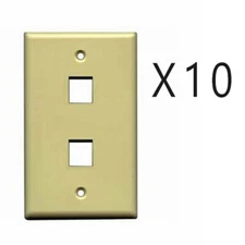 10 Pack Lot - Keystone 2 Hole Port Jack Wall Face Plate Network CAT5e CAT6 Ivory