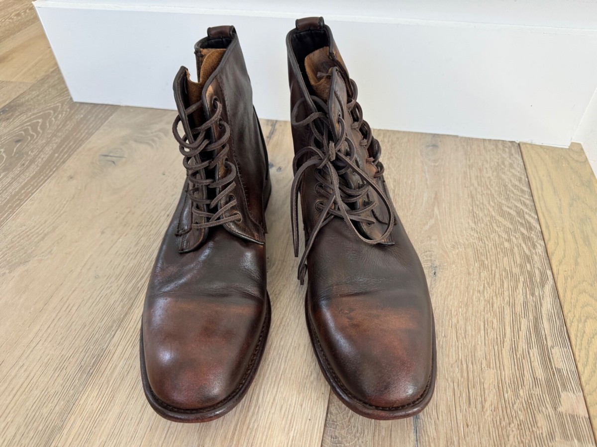 ??John Varvatos handmade Italy 10M gray fabric brn leather laceup Chelsea boot John Varvatos Boots | The RealReal main image 4