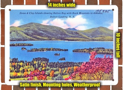 METAL SIGN - New York Postcard - Dome & Clay Islands Showing Bolton Bay With Bu