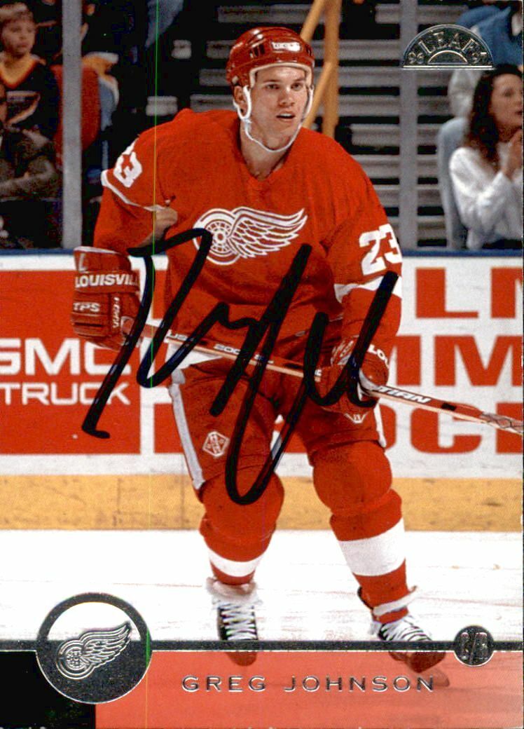 Greg Johnson Signed Autograph 96/97 The Leaf Set card Detroit Red Wings Deceased