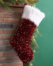 Glitzhome Sequin Christmas Stocking. NEW
