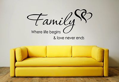 FAMILIE Wo das Leben beginnt & Liebe nie endet Wandbild Aufkleber, Aufkleber, Wandbild, Zitat