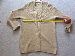 Dress Barn Westport 1962 Petite Large Long Open Front Tan Cardigan