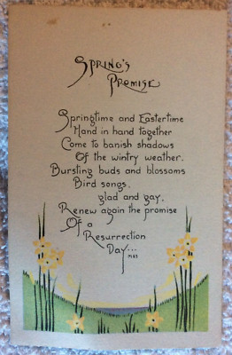 Easter Spring's Promise Springtime Eastertime Resurrection Vintage Postcard