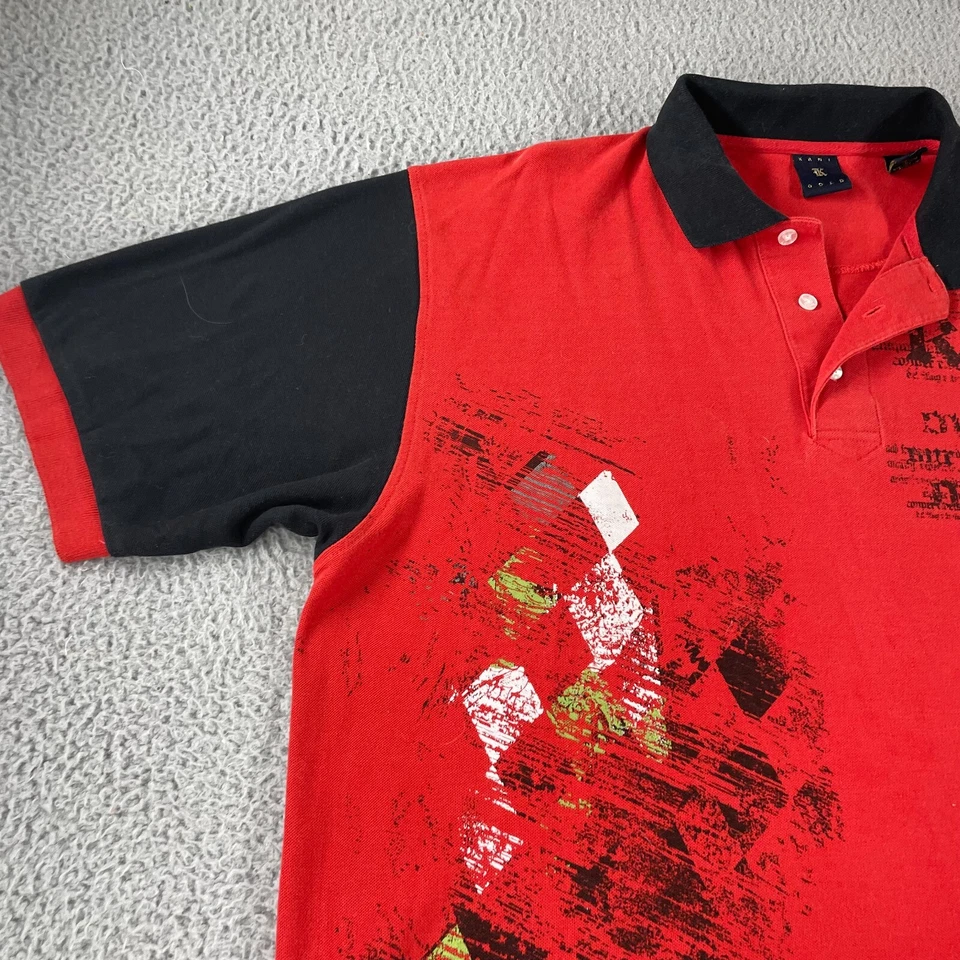 Polo Vintage Kani Dorado Para Hombre Rojo Bordado Retro Talla 2X SS Y2k Foto 2 de 4
