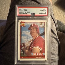 1991 Topps Desert Shield #517 JOE OLIVER PSA 10 REDS