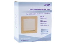 Ultra-Absorbent Silicone Foam with Adhesive Border - 6" x 6" (20 per Box)