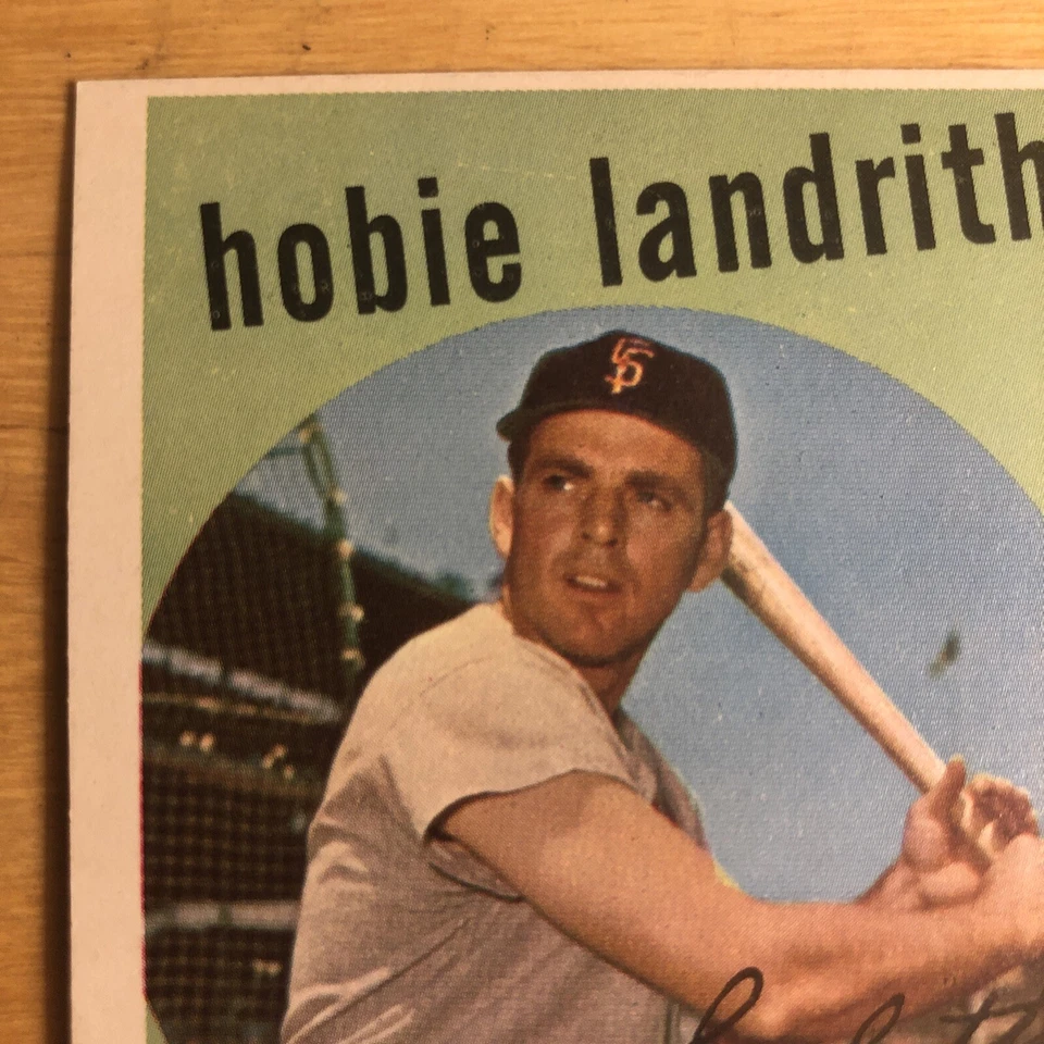 1959 Topps Hobie Landrith Baseball Card 422 Giants Catcher Mid-Grade Sharp Edges - Image 2 of 4