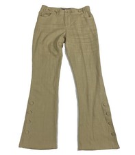 Womens Size 8 Ralph Lauren Purple Label 100 Linen Button Wide Leg Pants Brown