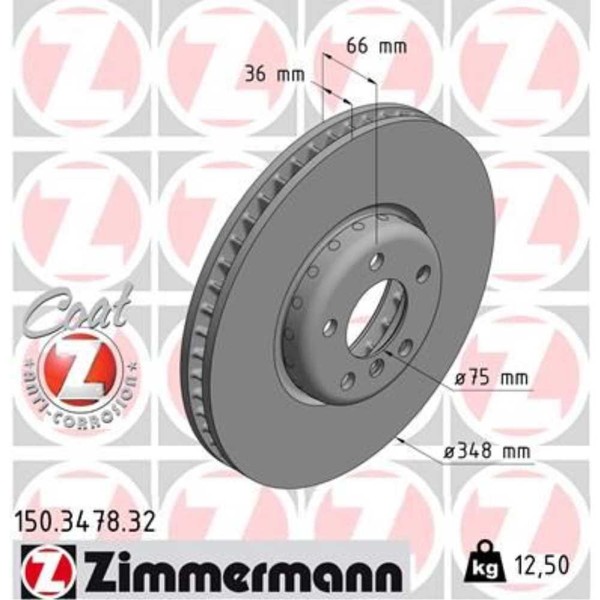 Zimmermann Bremsscheibe Ø348 BelüFtet Vorne Links FüR Bmw 7Er 5Er Gran Turismo-image