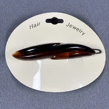 Vintage Hair Clip Snap Thin Barrette French France 2.75” Tortoise Shell Look
