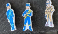  THUNDERBIRDS Badge / Brooch x 3 Scott Virgil & Brains Gerry Anderson 