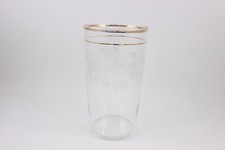 Vintage Crystal Ice Tea Glass With White Etched Grapes & Gold Trim