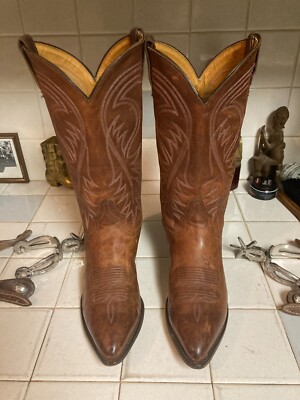 TONY LAMA 6470 VINTAGE BROWN LEATHER POINTY WESTERN RANCH COWBOY DANCE BOOTS 8 D