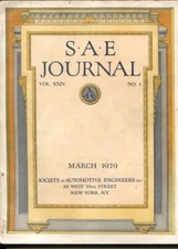 S.A.E. Journal 3/19290Society of Automotive Engineers-loaded with early car i...