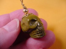 #HH-115-2 Mustard /green HUMAN SKULL Ocean Jasper PENDANT jewelry gemstone GEM