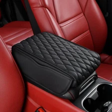 Car Armrest Cushion Cover Center Console Mat Pad Protector Accessories Black .