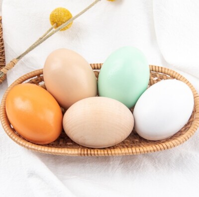 3pcs Wooden simulation egg Easter color painting duck egg model children's toy