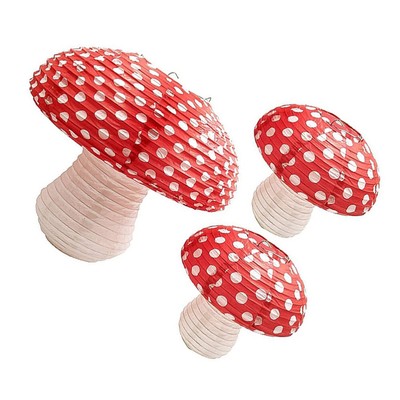  3 Pcs Camping Party Paper Lantern Mushroom Lanterns Cartoon Shapes Child