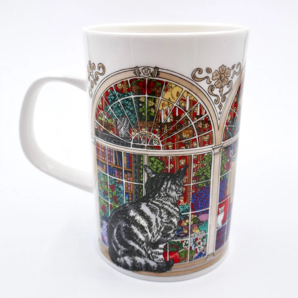 Taza Navidad Gatos Dunoon Taza 4 1/8" Hueso China Inglaterra Vintage Foto 2 de 4