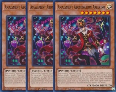 Yugioh - Amazement Abomination Arlekino x 3 - 1st Edition NM - Free Holo  Card