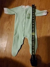 Vintage Sleeper Pajamas Newborn Green Square Snaps