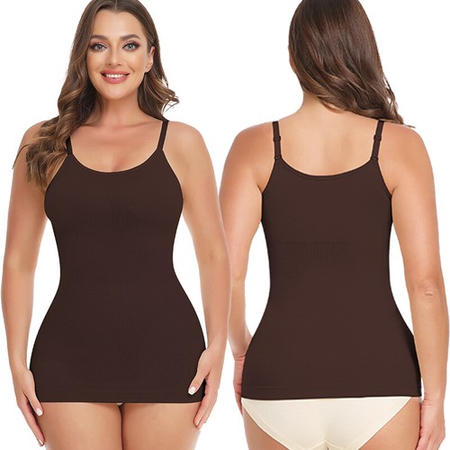 Seamless Women Built in Bra Padded Cami Vest Camisole Tank Top Body Shaper Slim - Picture 62 of 65