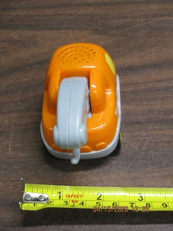 Remolque V-tech naranja ruedas negras juguete divertido rollos luces sonidos gancho vehículo Foto 3 de 4