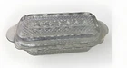 Vintage Anchor Hocking Wexford Clear Glass Butter Dish and Lid Diamond Cut Glass