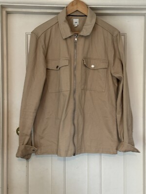 RIVER ISLAND JACKET Medim BEIGE Harrington Twill Zip Up
