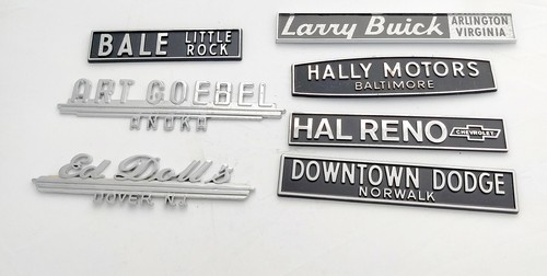 AUTO DEALERSHIP METAL EMBLEM CAR BADGE LOGO NAMEPLATES 1960-1970'S