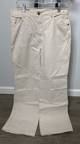 Vintage Brittania Flared Denim Jeans Tag size 32 Waist Cream Color-Free Shipping - Picture 11 of 11