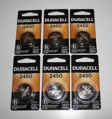 6x Duracell 2450 Lithium 3V Coin Cell Battery CR2450 DL2450 NIB exp 2028/2029